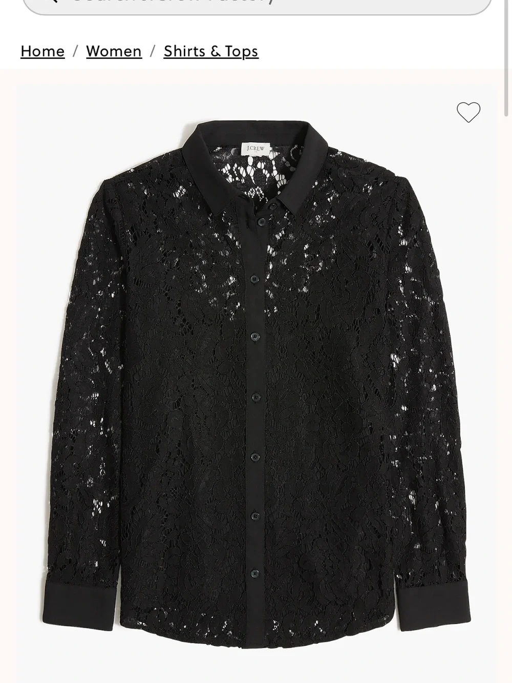 J. Crew Black Lace Button-Down Shirt